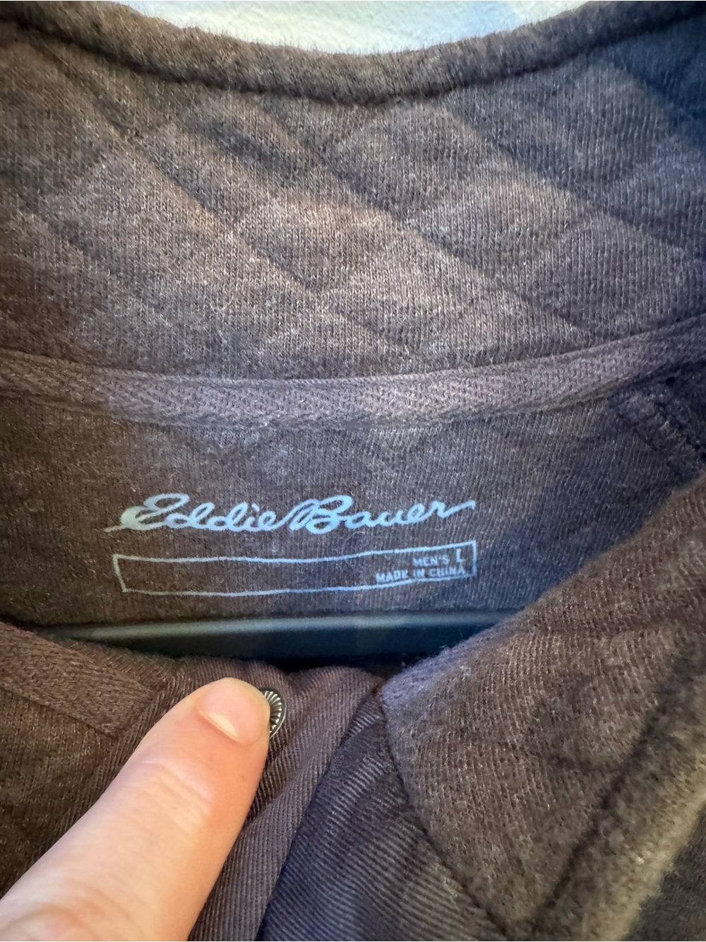 Eddie Bauer Men's Quilted Dark Brown Pullover